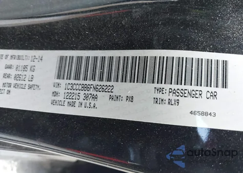 2015 Chrysler 200 S from USA, damaged, VIN 1C3CCCBB6FN626222